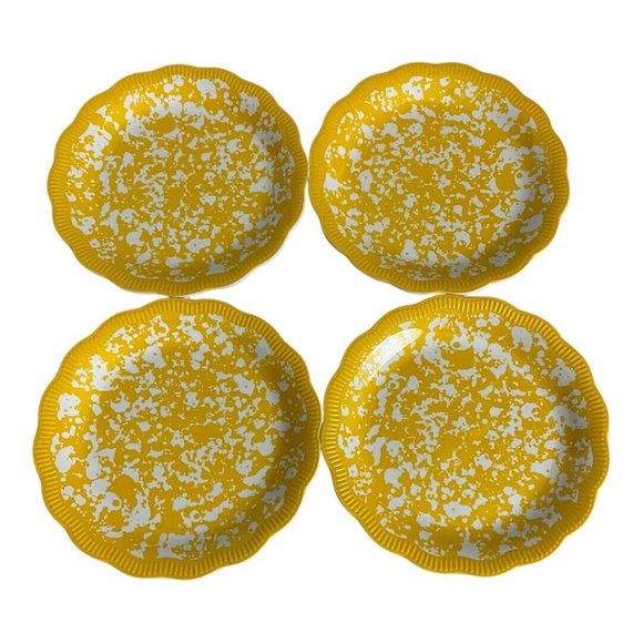 The Pioneer Woman Country Splatter Yellow Appetizer Plate set 4 Yellow Melamine - Picture 6 of 6